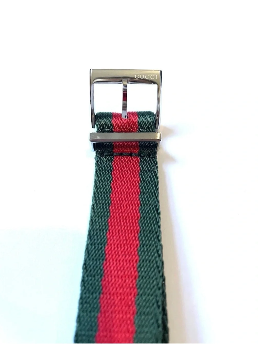 Gucci Green and Red Striped Fabric Dive Watch